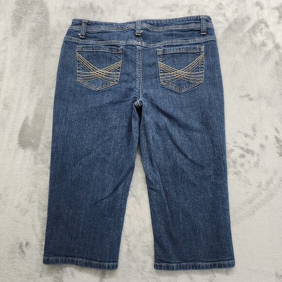 Vintage 90s Y2K Mudd Jeans Womens 13 Juniors Blue Crop Capri Skimmer Stretch - Picture 2 of 11